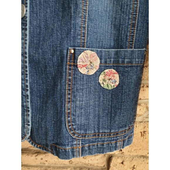Chico's Design Blue Jean Jacket 12/14 Large Chicos Size 2 - Picture 5 of 9